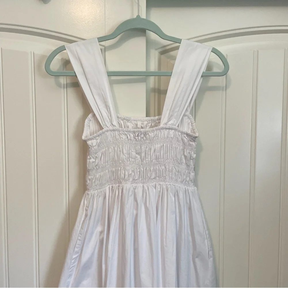 NWOT STAUD Ida Smocked midi dress white size small - Picture 6 of 10